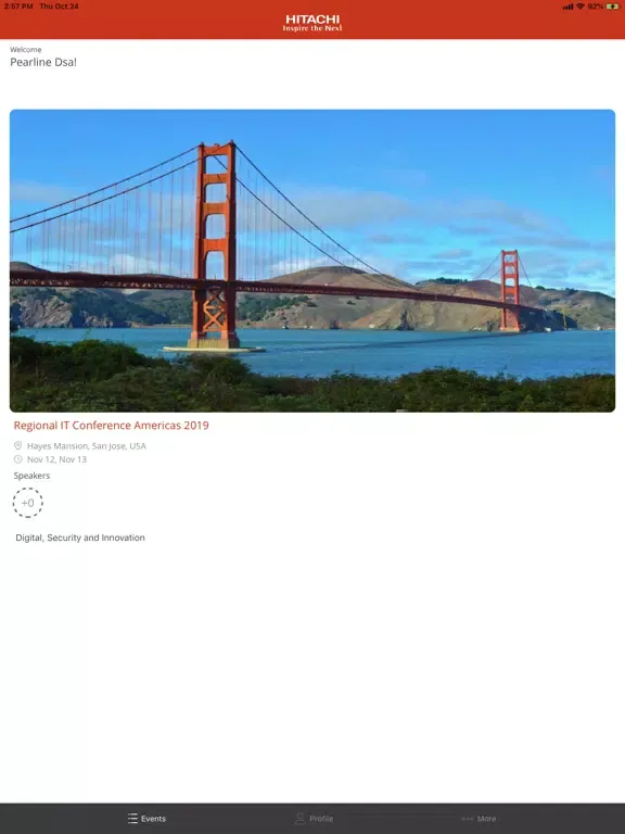 Tangkapan layar Hitachi Events iPad 