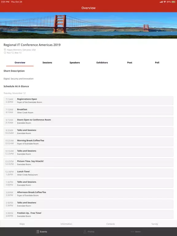 Tangkapan layar Hitachi Events iPad 
