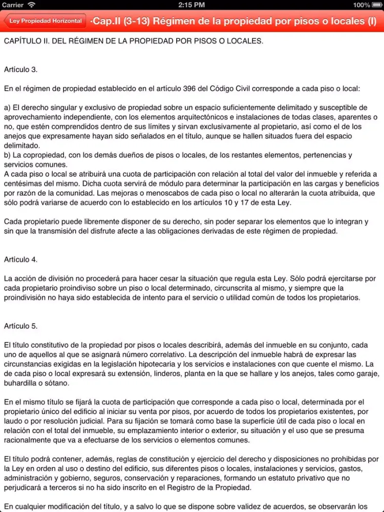 Spanish Horizontal Property Act iPad  স্ক্রিনশট