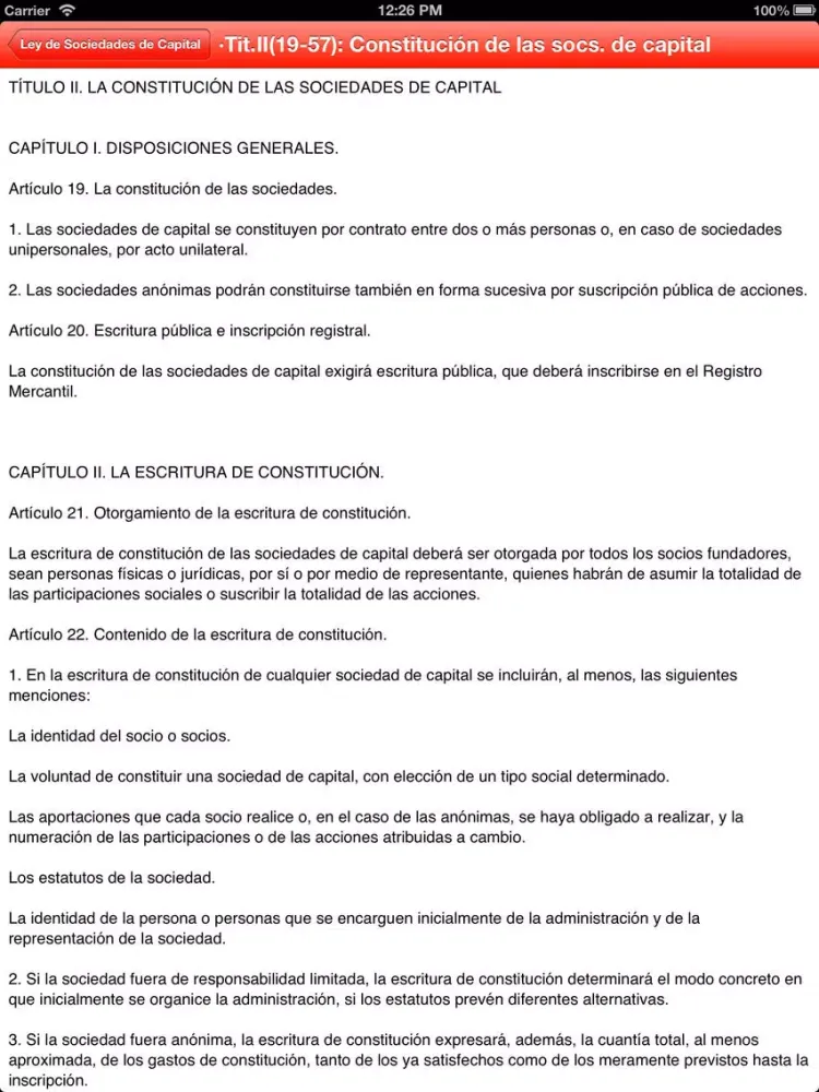 Ley de Sociedades de Capital iPad 应用截图
