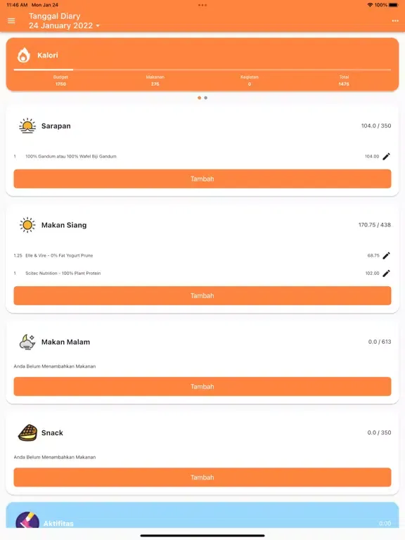 ภาพหน้าจอของ Hitung Kalori Makanan iPad 