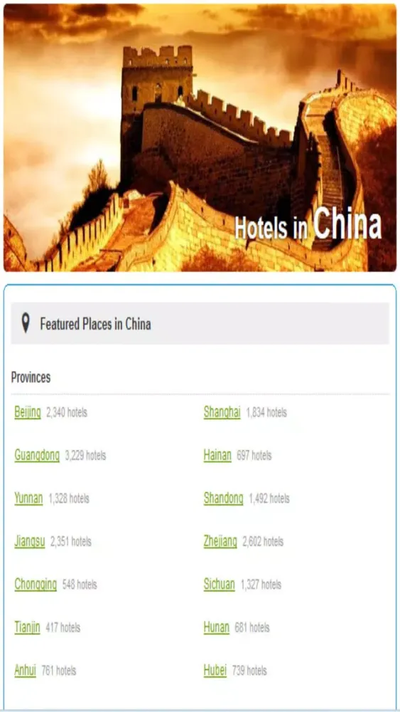 Zrzuty ekranu China Hotels & Maps