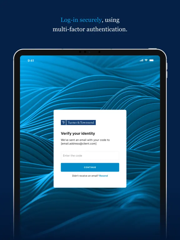 Tangkapan skrin Turner & Townsend Hive Portal iPad 