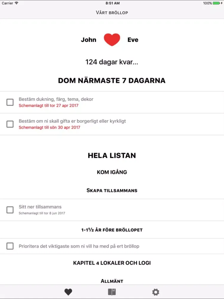 Screenshot di Bröllopsnavigatorn iPad 