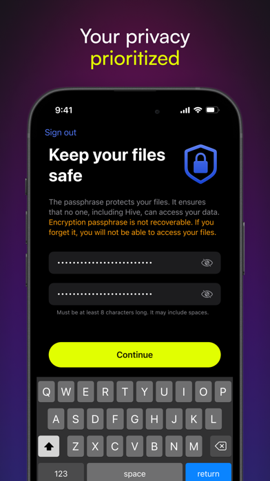 Capturas de tela do hiveDisk: Secure Cloud Storage