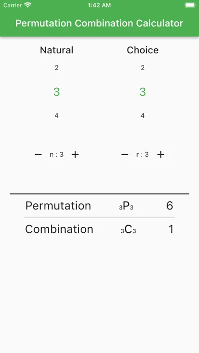 ภาพหน้าจอของ Permutation Combination