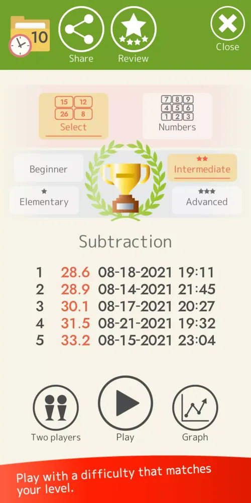 Zrzuty ekranu Mental arithmetic (Math)