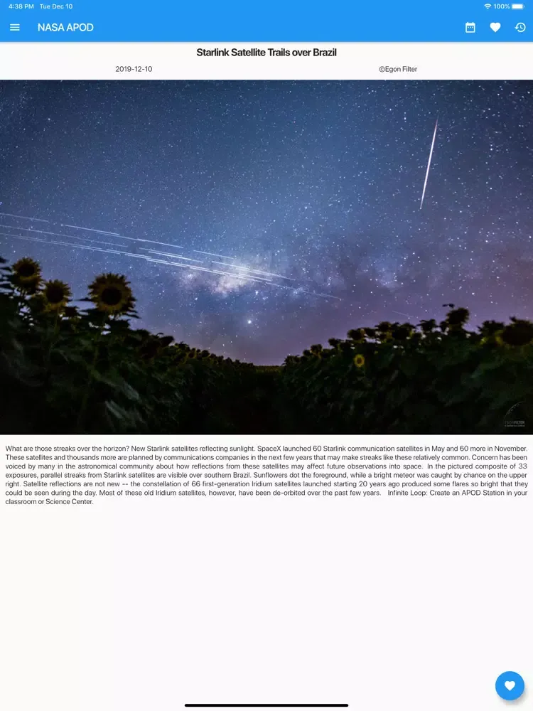 NASA APOD Viewer iPad  Screenshots