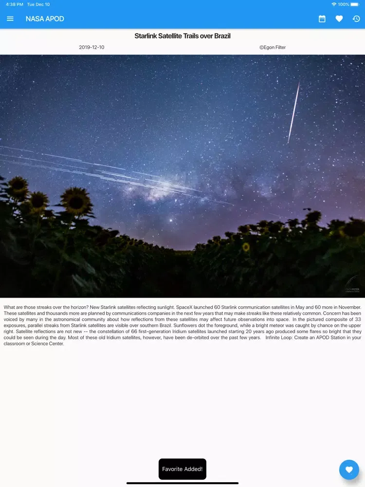 NASA APOD Viewer iPad  Screenshots