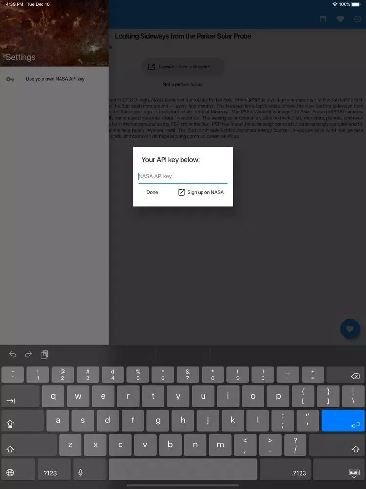 NASA APOD Viewer iPad  Screenshots