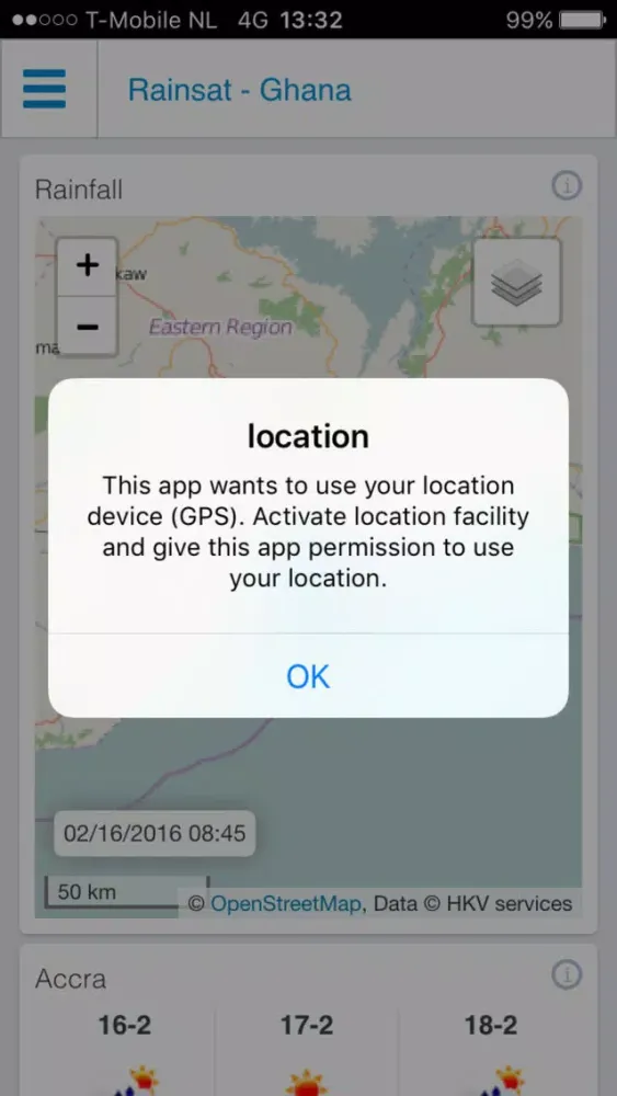 Tangkapan skrin Rainsat Ghana