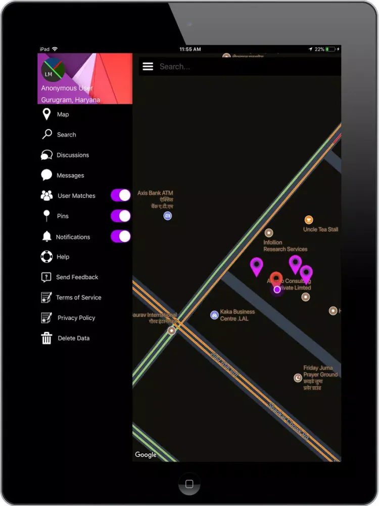 LiveMap: Anonymous Social Map iPad  স্ক্রিনশট