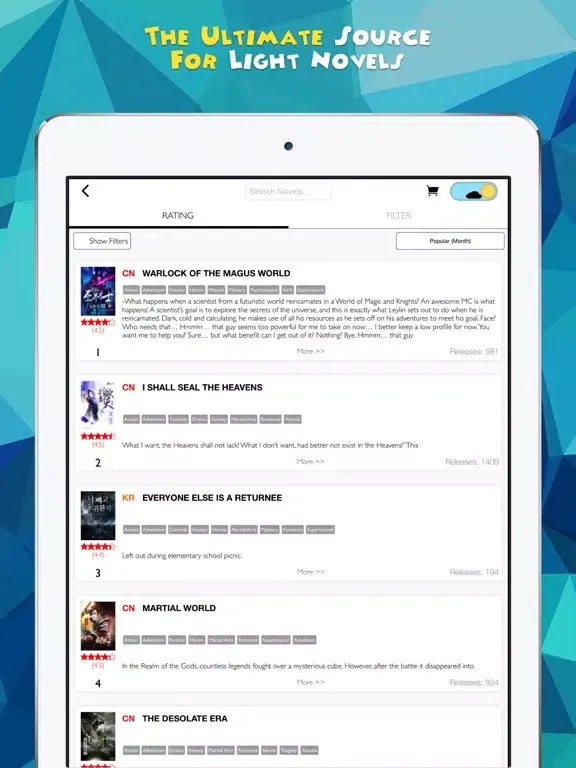 صور Novel Updates, The Best Reader for Light Novels iPad 