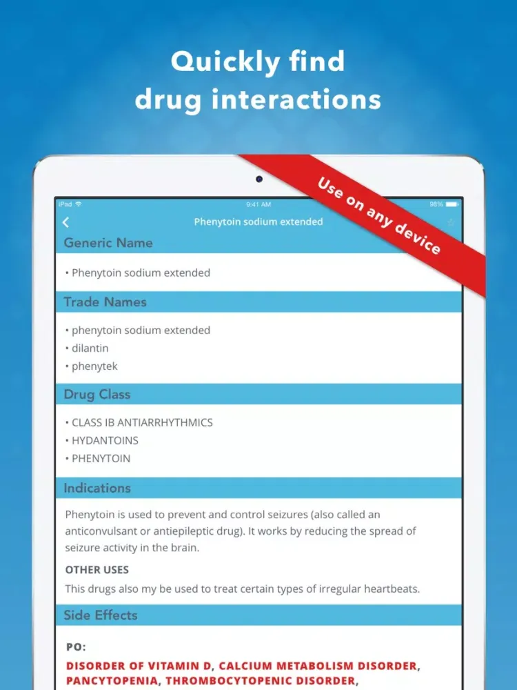 Drug Database iPad  Screenshots