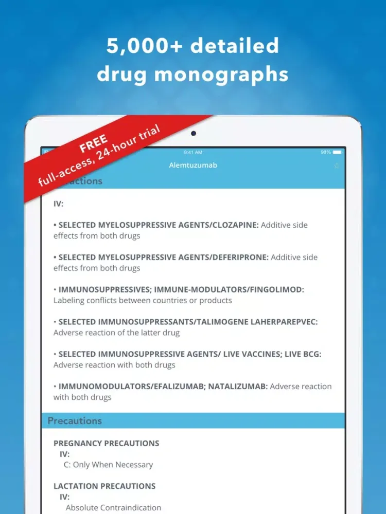 Drug Database iPad  Screenshots