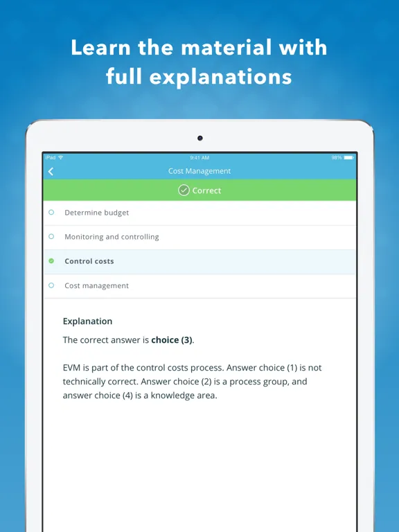 Capturas de tela do PMP Certification Mastery iPad 
