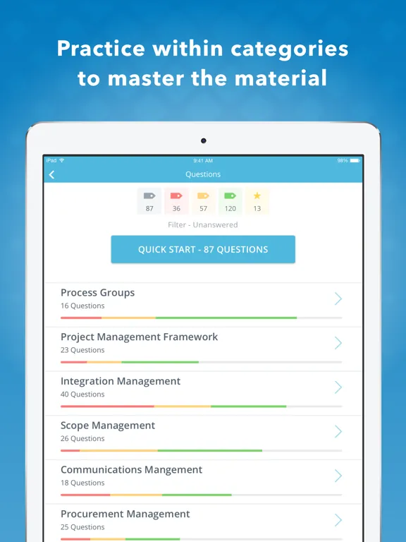 Capturas de tela do PMP Certification Mastery iPad 