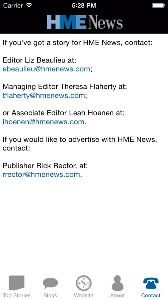 Captures d'écran de HME News