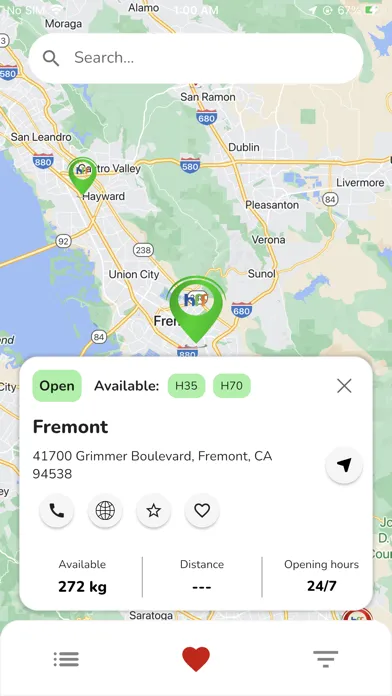 Capturas de tela do Hydrogen Fuel Finder
