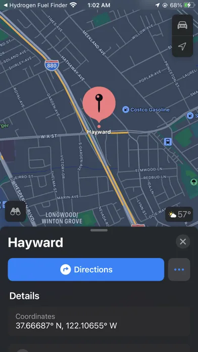 Capturas de tela do Hydrogen Fuel Finder