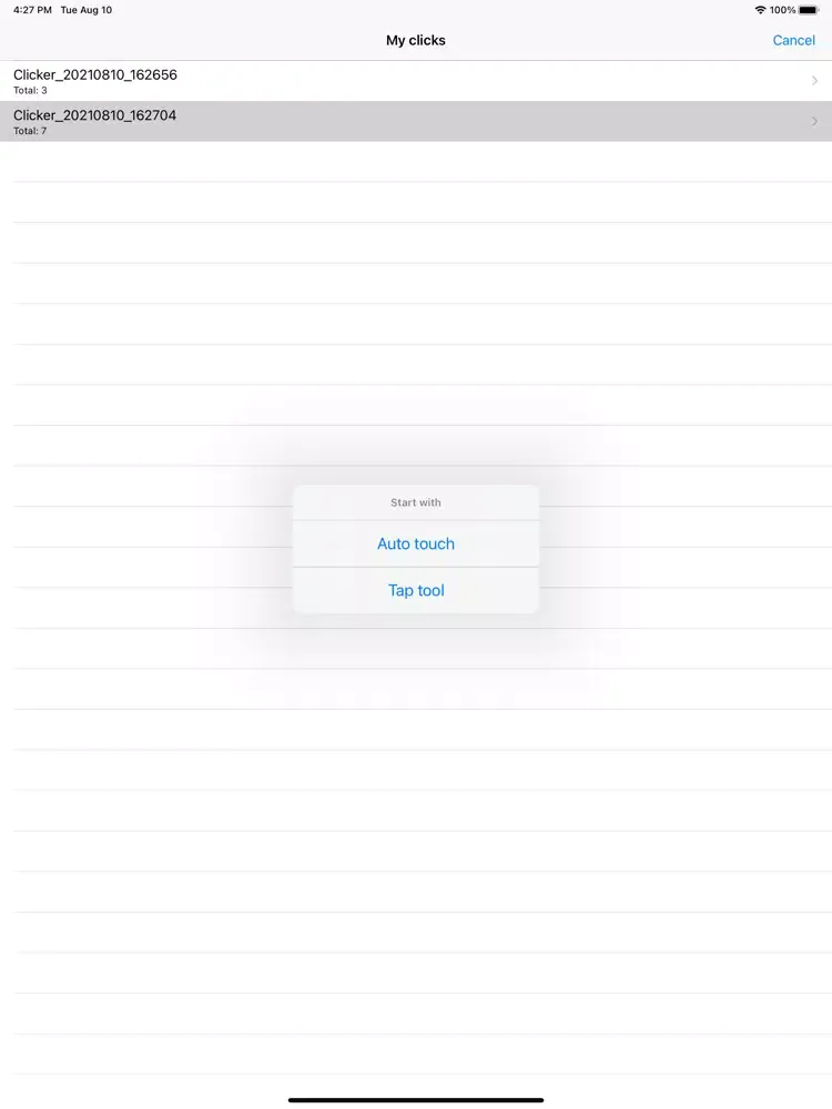 Ảnh chụp màn hình của Auto Touch iPad 