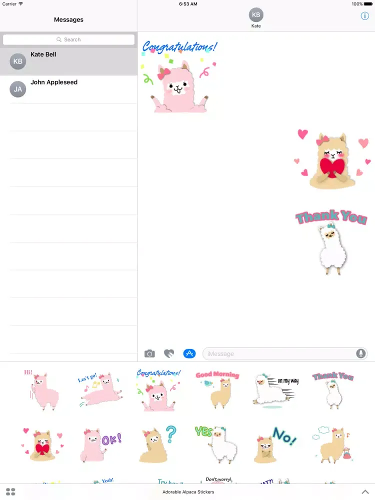 Adorable Alpaca Stickers iPad 应用截图