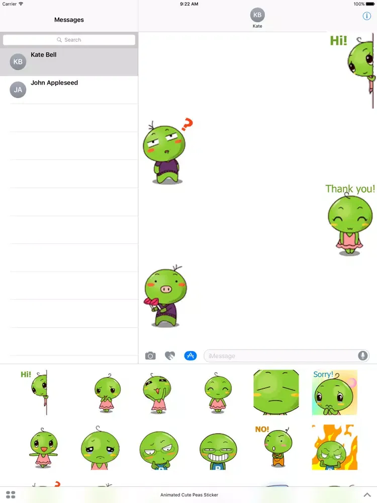 Animated Cute Peas Sticker iPad  스크린샷