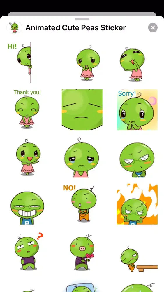 Animated Cute Peas Sticker 스크린샷