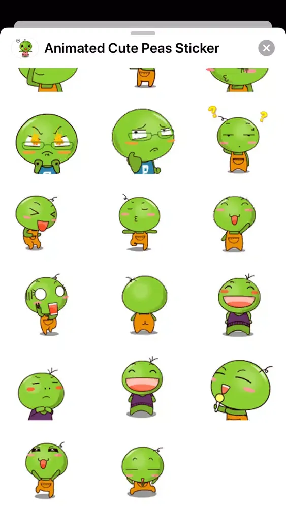 Animated Cute Peas Sticker 스크린샷