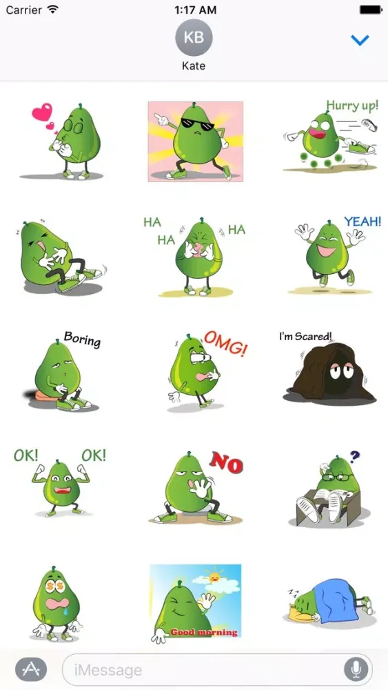 Animated Green Pear Stickers Ekran Görüntüleri