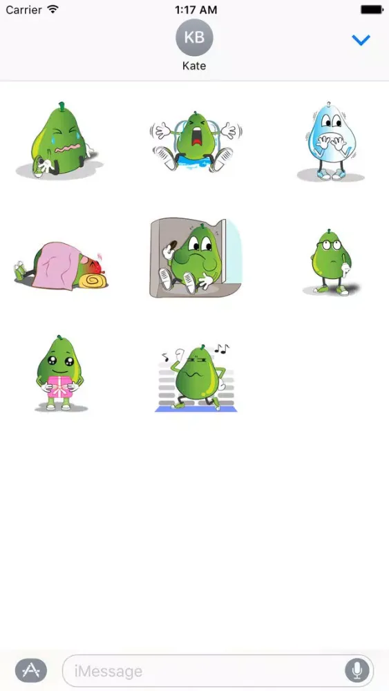 Animated Green Pear Stickers Ekran Görüntüleri