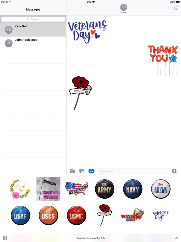 Animated Veterans Day Icon iPad  스크린샷