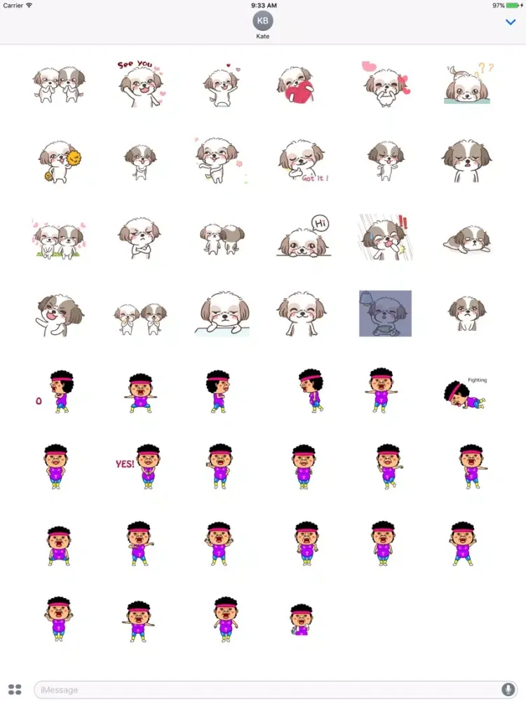 Capturas de pantalla de Animated Two Cute Dogs and Dancing Mom Sticker iPad 