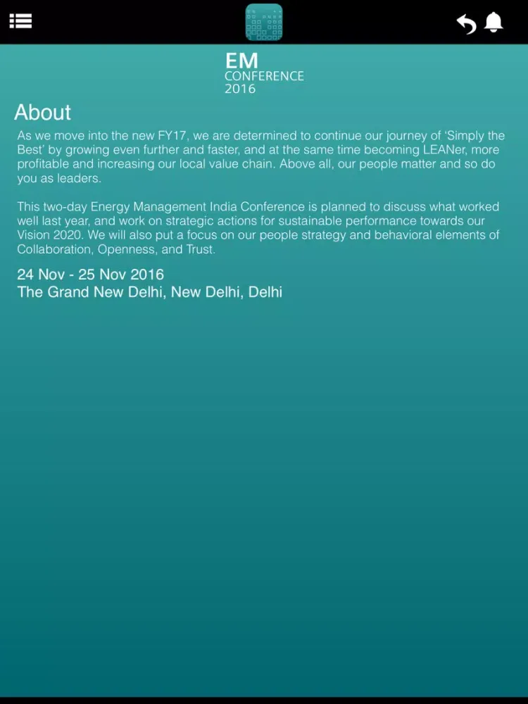 Ảnh chụp màn hình của EM Conference 16 iPad 