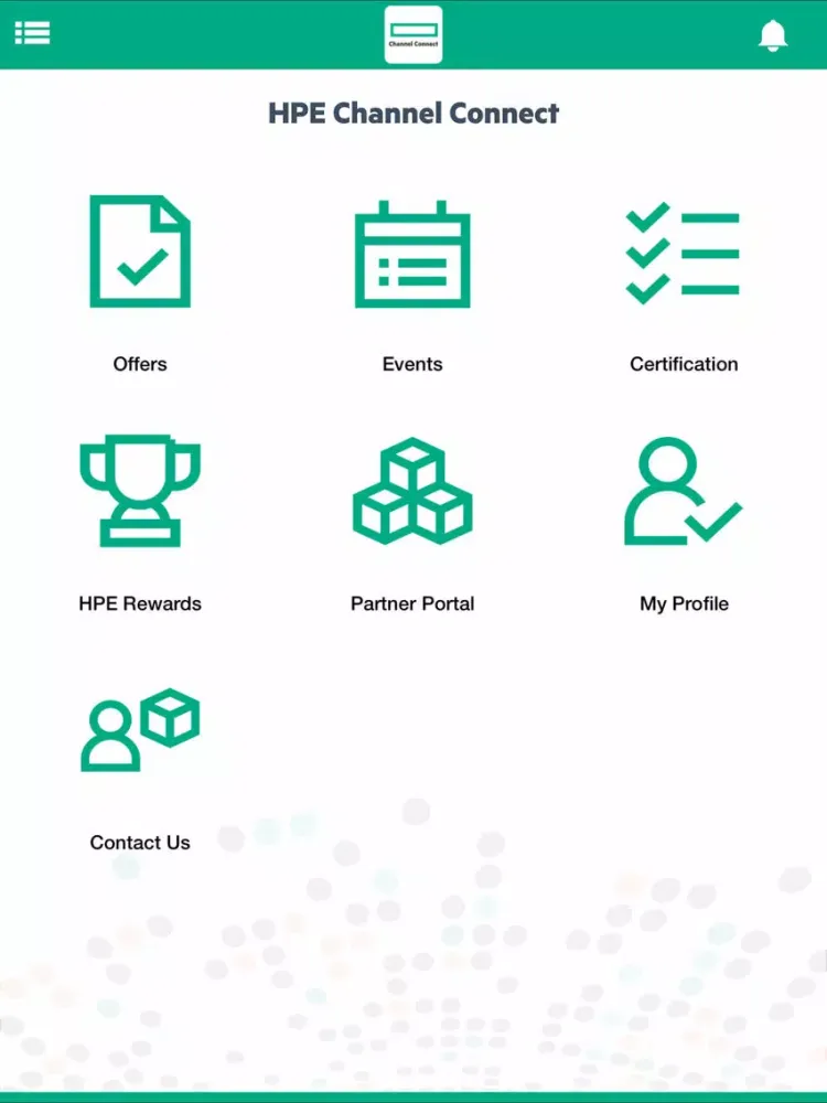 Zrzuty ekranu HPE Channel Connect iPad 