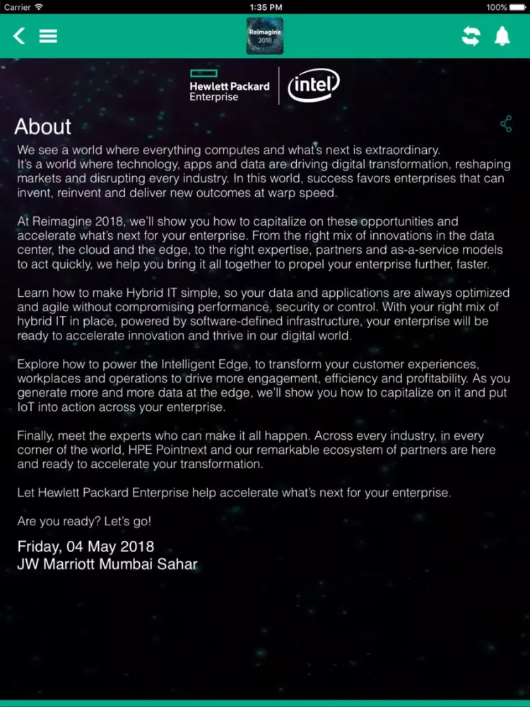 HPE Reimagine Mumbai iPad 应用截图