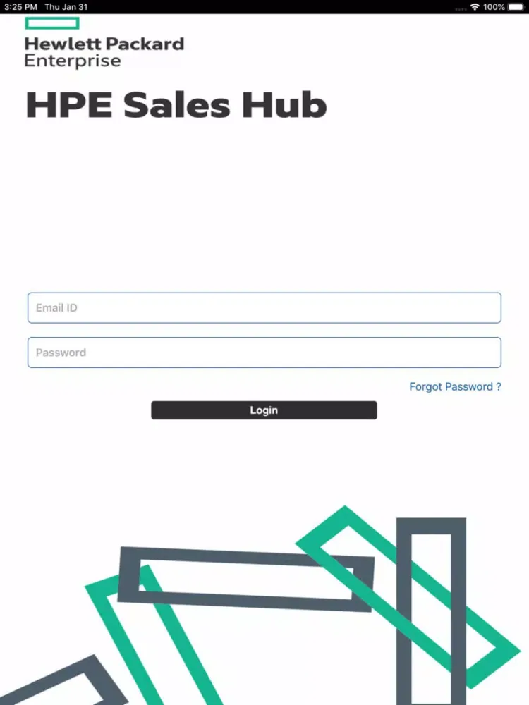 Capturas de tela do HPE Sales HUB iPad 