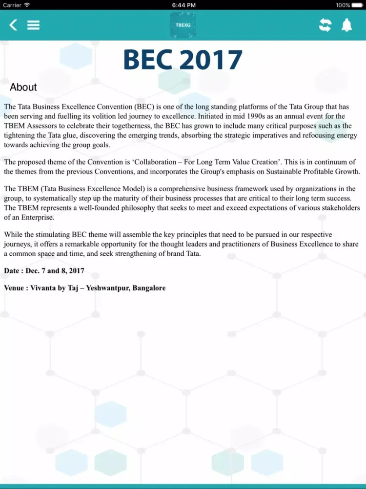ภาพหน้าจอของ BEC 2017 iPad 
