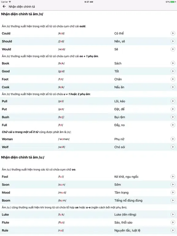 Phát âm tiếng anh: hoc phat am tieng anh iPad  Screenshots