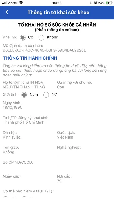 Screenshot di PHR HCM