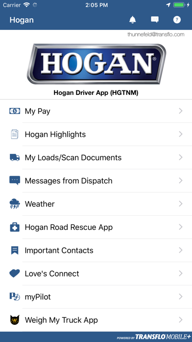 Screenshot di Hogan Driver App