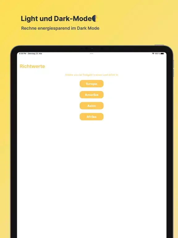 Trinkgeld World iPad  Screenshots