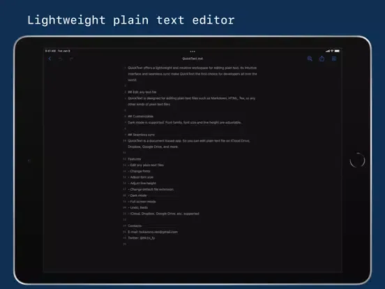Zrzuty ekranu QuickText - Plain Text Editor iPad 