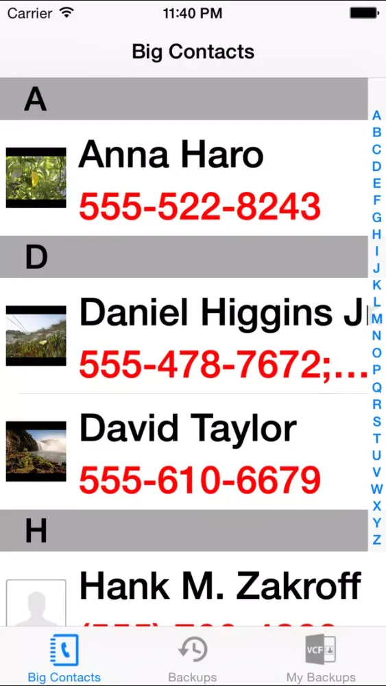 Capturas de tela do iContacts++ (Large Font, Easier Reading, Easy contacts backup)