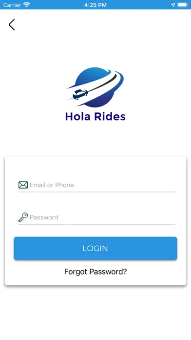 Capturas de tela do HolaRide RiderApp