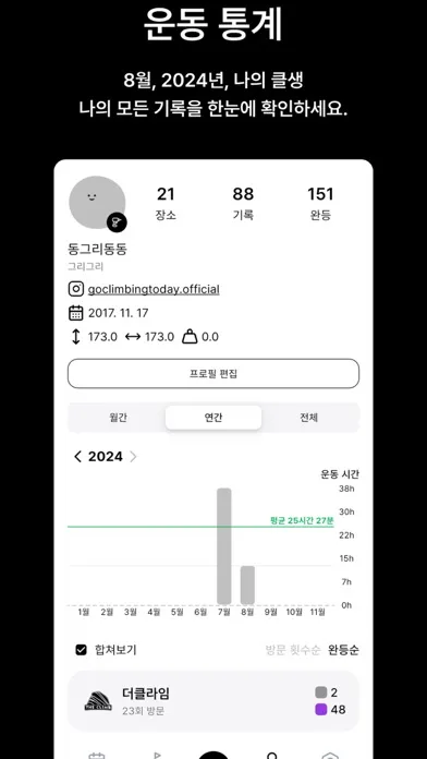 오클고 - 클라이밍 기록, 암장 정보应用截图