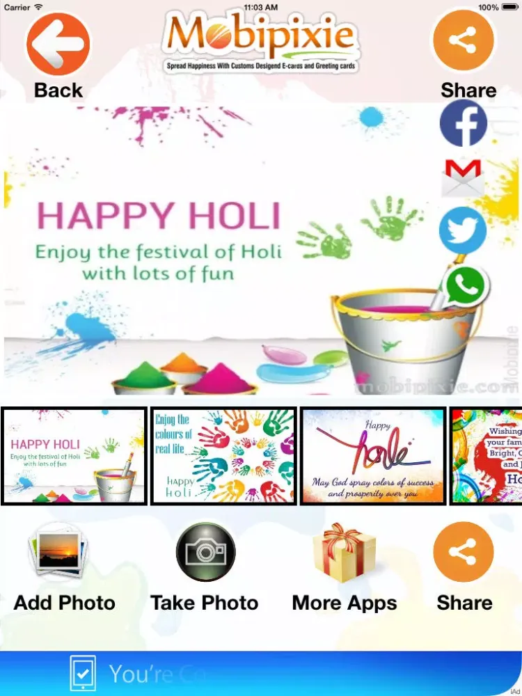 Free Holi eCards & Greetings iPad 應用截圖