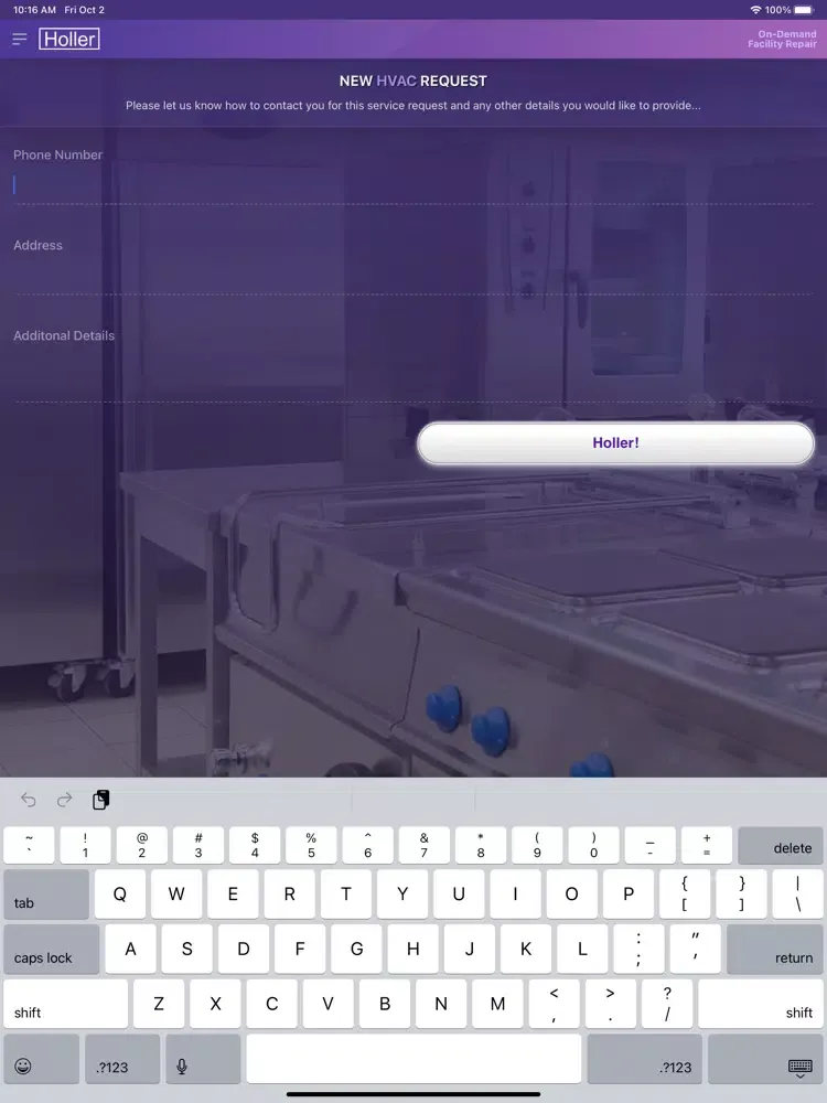 Holler Service iPad  Ekran Görüntüleri