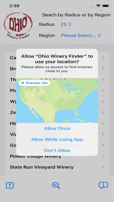 Ảnh chụp màn hình của Ohio Winery Finder