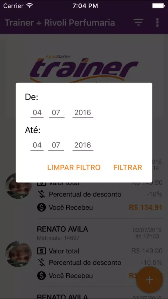 Capturas de tela do ADM Trainer